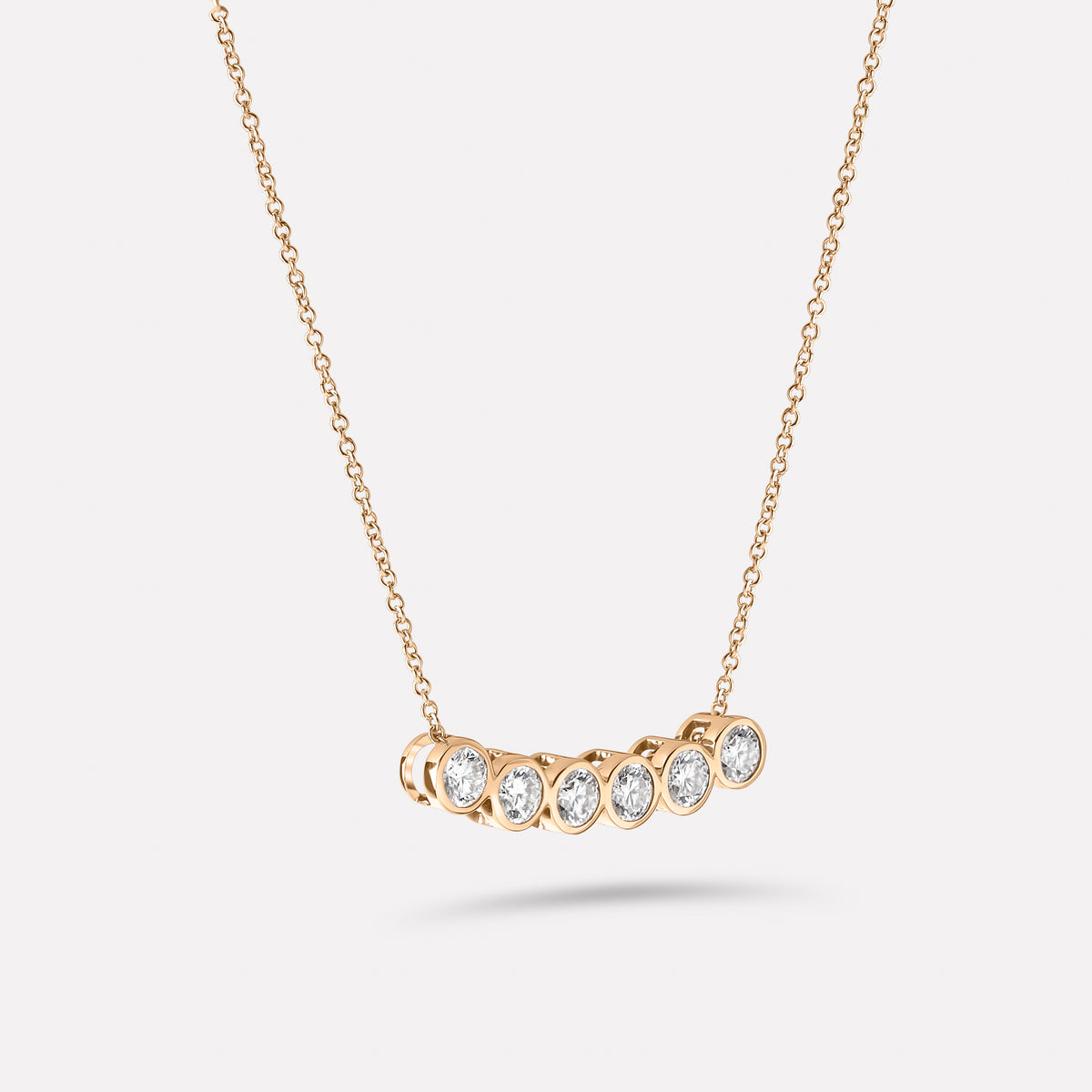Six Stone Bezel Slider Necklace